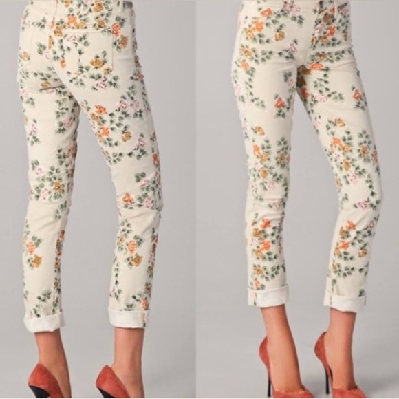 Citizens of Humanity Mandy Floral Print High Waist Retro Slim Roll Up Jeans S 28 - Picture 1 of 13